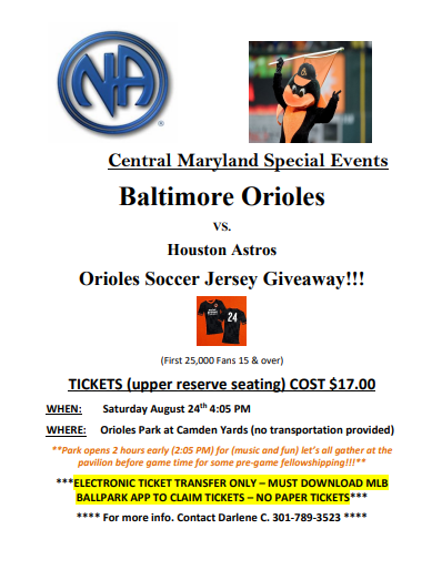 Central Maryland - Orioles vs Astros Special Event